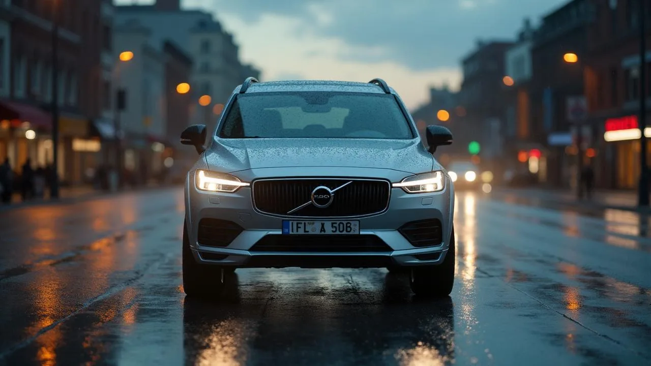 SUV moderno em ambiente urbano com chuva